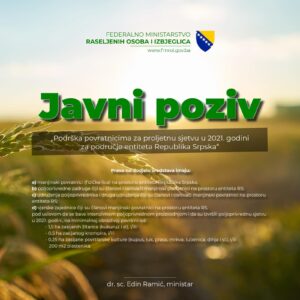 JAVNI POZIV „Podrška povratnicima za proljetnu sjetvu u 2021. godini za područje entiteta Republika Srpska“