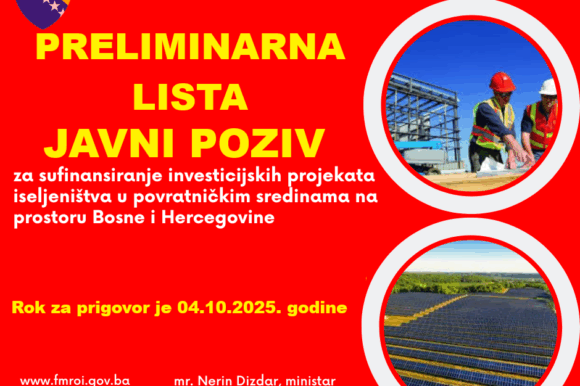 PRELIMINARNA LISTA KORISNIKA po osnovu Javnog poziva za sufinansiranje investicijskih projekata iseljeništva u povratničkim sredinama na prostoru Bosne i Hercegovine PRELIMINARNA LISTA KORISNIKA po osnovu Javnog poziva za sufinansiranje investicijskih projekata iseljeništva u povratničkim sredinama na prostoru Bosne i Hercegovine