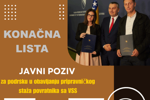 Konačna lista potencijalnih učesnika u Programu pomoći u obavljanju pripravničkog staža povratnika sa VSS za 2025.godine Konačna lista potencijalnih učesnika u Programu pomoći u obavljanju pripravničkog staža povratnika sa VSS za 2025.godine