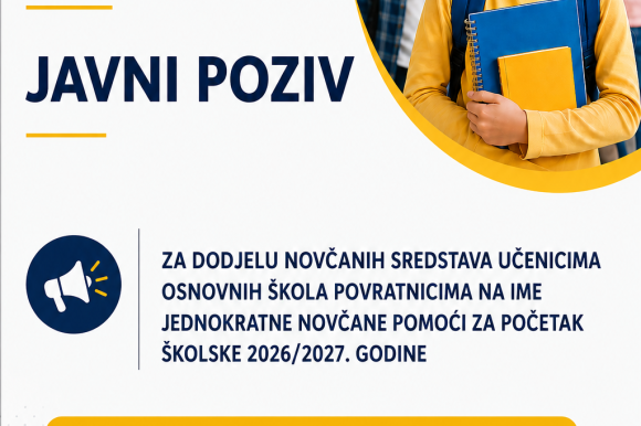 PRELIMINARNA LISTA KORISNIKA za dodjelu novčanih sredstava učenicima osnovnih škola povratnicima na ime jednokratne novčane pomoći za početak školske godine za školsku 2026-2027
