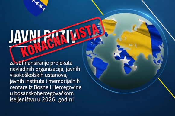 KONAČNA LISTA – Javni poziv za sufinansiranje projekata nevladinih organizacija, javnih visokoškolskih ustanova, javnih instituta i memorijalnih centara u 2026. godini KONAČNA LISTA – Javni poziv za sufinansiranje projekata nevladinih organizacija, javnih visokoškolskih ustanova, javnih instituta i memorijalnih centara u 2026. godini