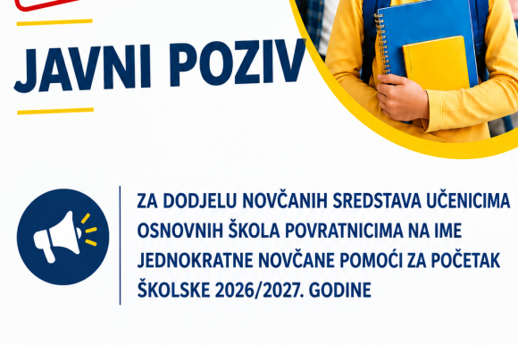 KONAČNA LISTA KORISNIKA za dodjelu novčanih sredstava učenicima osnovnih škola povratnicima na ime jednokratne novčane pomoći za početak školske godine za školsku 2026-2027 KONAČNA LISTA KORISNIKA za dodjelu novčanih sredstava učenicima osnovnih škola povratnicima na ime jednokratne novčane pomoći za početak školske godine za školsku 2026-2027