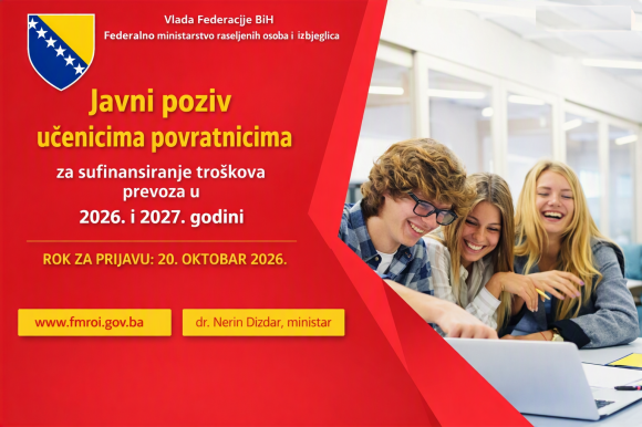 JAVNI POZIV ZA DODJELU NOVČANIH SREDSTAVA UČENICIMA SREDNJIH ŠKOLA POVRATNICIMA ZA SUFINANSIRANJE TROŠKOVA PREVOZA U 2026. I 2027. GODINI